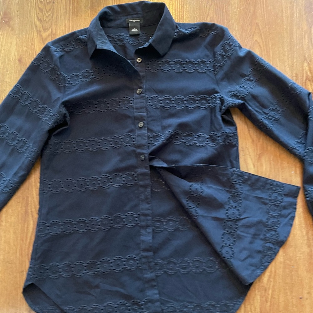Ann Taylor button down shirt with eyelet details